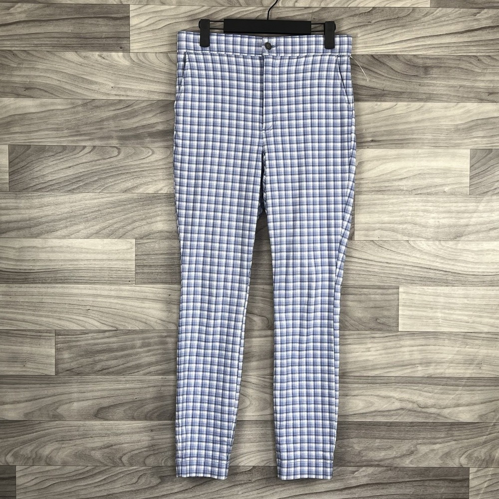 Hollister Blue and White Plaid Cropped Pants